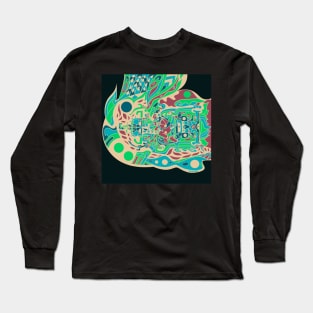 palenque in space with mayan astronaut ecopop Long Sleeve T-Shirt